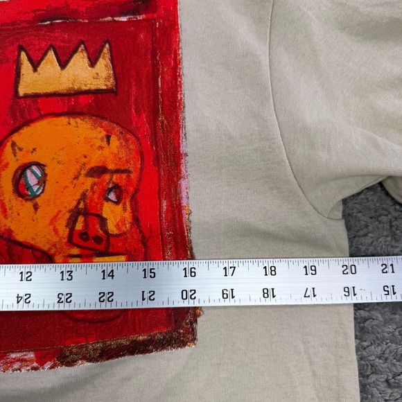 Jean-Michel Basquiat Graphic TShirt Mens Medium Tan Beige Crown Art Tee RN110927 - Picture 5 of 7